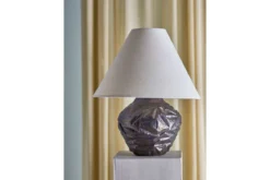 Tischlampe Falt - braunes Steingut