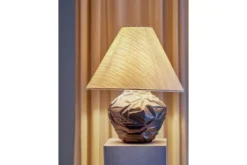 Tischlampe Falt - braunes Steingut