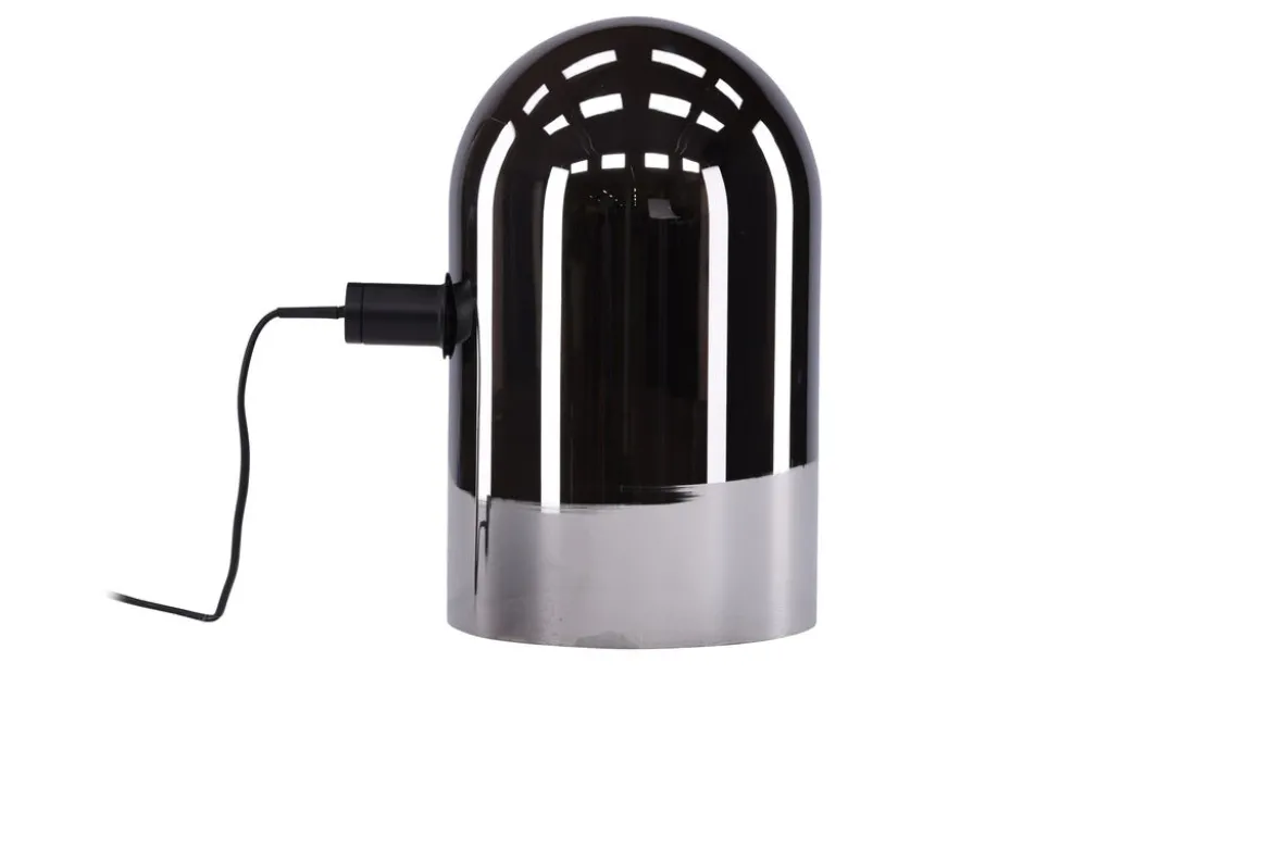 Tischlampe „Jasmin“ – Runde Formen sowie Rauchglas mit Spiegeleffekt