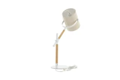 Tischlampe „Laura“ – Kombination aus Weiß und Holzdetails, sowie schwenkbar
