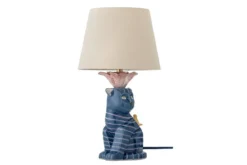 Tischlampe Liora – handbemaltes Steingut in Blau, dekoratives Designobjekt