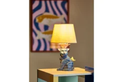 Tischlampe Liora – handbemaltes Steingut in Blau, dekoratives Designobjekt