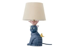 Tischlampe Liora – handbemaltes Steingut in Blau, dekoratives Designobjekt