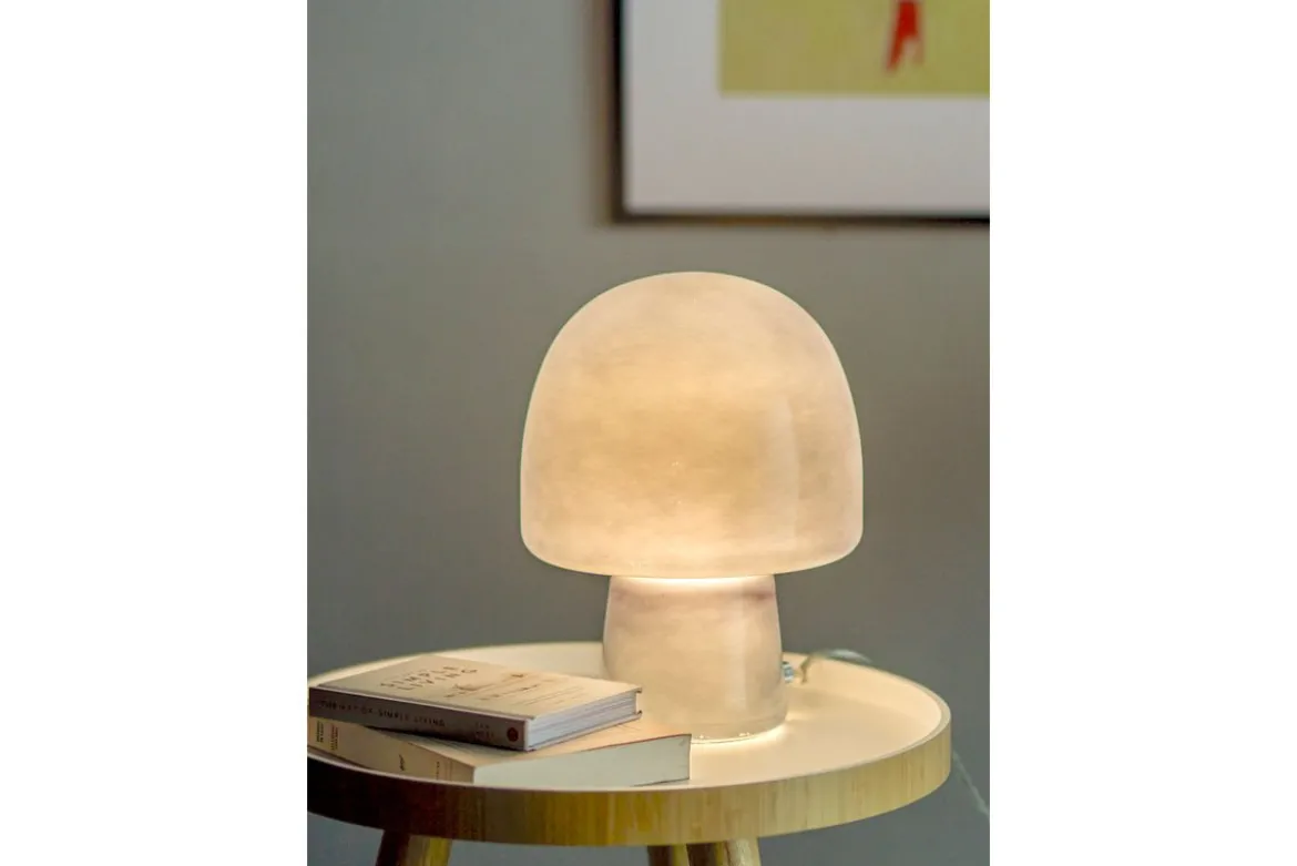 Tischlampe Nysa – Glasleuchte in organischer Pilzform