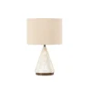 Tischlampe „Pyramidea“ – Elegantes Design aus Capiz & Jute in Hellgrau