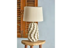 Tischlampe Sandwave- weißes Steingut