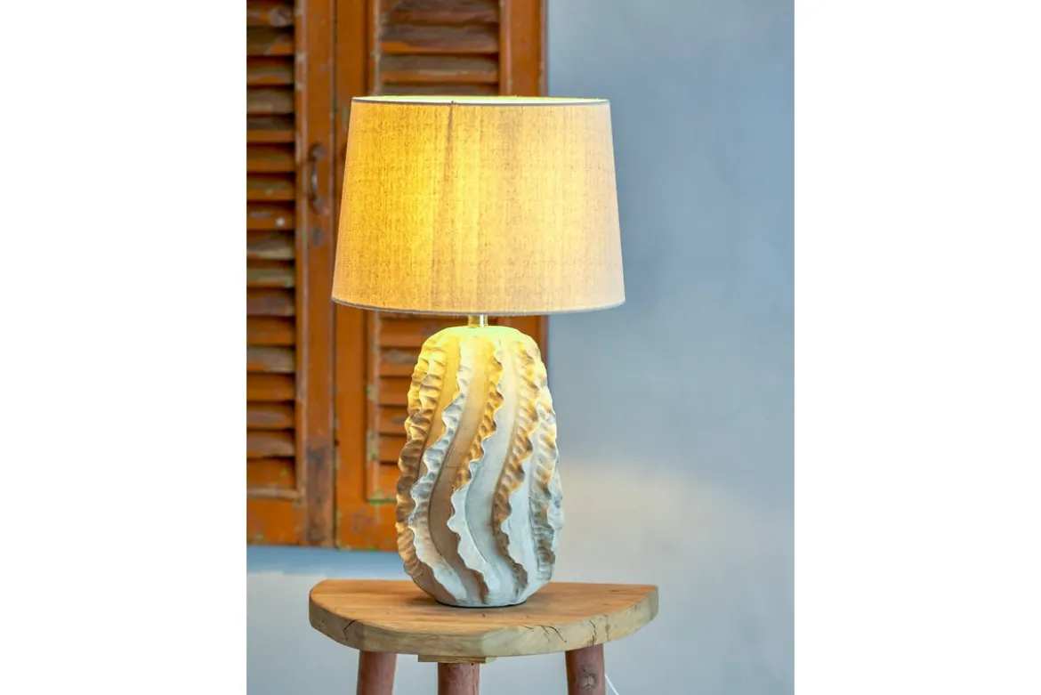 Tischlampe Sandwave- weißes Steingut