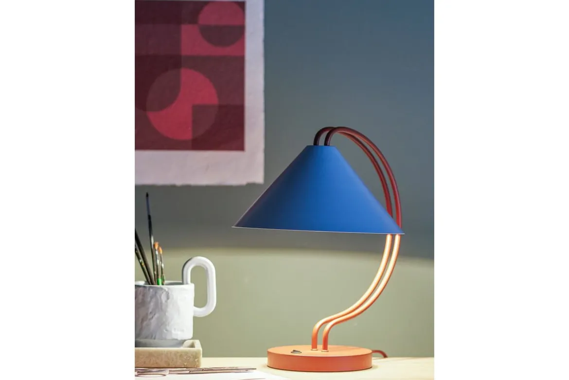 Tischlampe Yanava - Blau/Braun