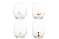 Trinkgläser Cala – Glas mit handgefertigten Figuren (4er-Set)