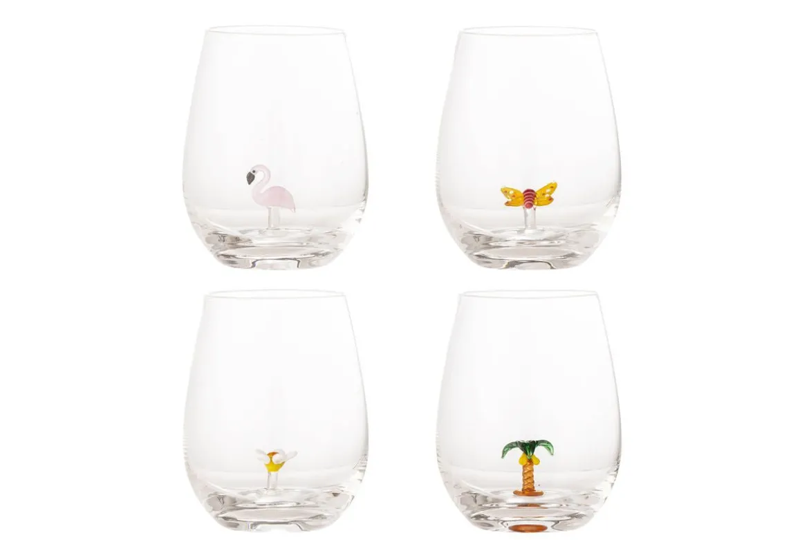 Trinkgläser Cala – Glas mit handgefertigten Figuren (4er-Set)