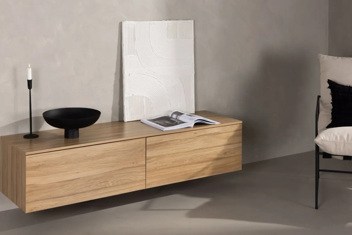 TV-Lowboard Valborg – Walnussfurnier in Natur-Optik