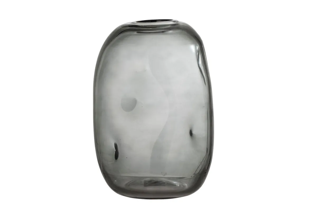 Vase „Alvara“ – Strukturglas in Grau