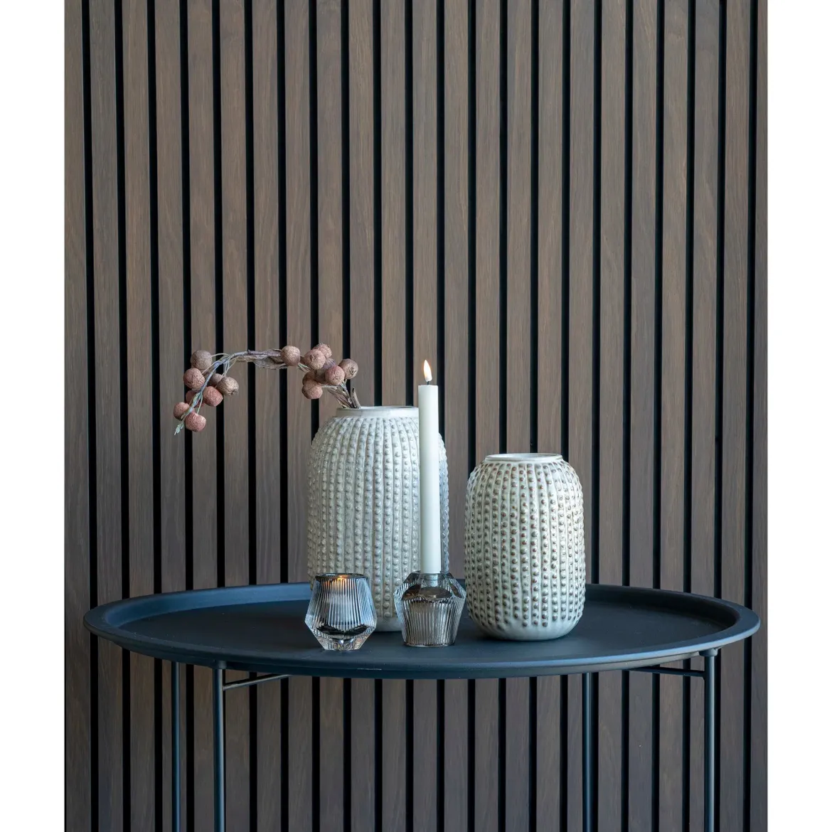 Vase „Arthea“ – Keramik in Beige mit Struktur