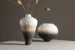 Vase „Aurea“ Ø16 cm – Beige mit Farbverlauf, Keramik