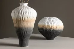 Vase „Aurea“ Ø16 cm – Beige mit Farbverlauf, Keramik