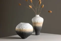 Vase „Aurea“ Ø 24 cm – Beige mit Farbverlauf