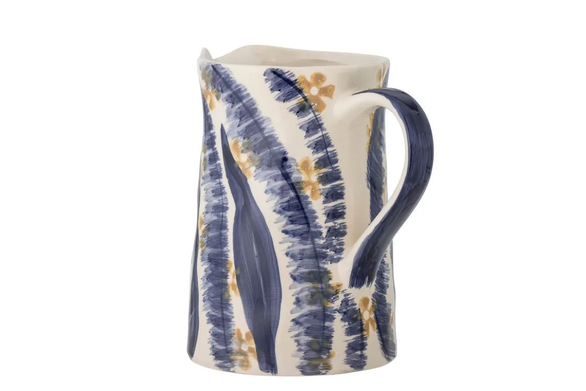 Vase "BlueFlower" - blaue Steingut Vase