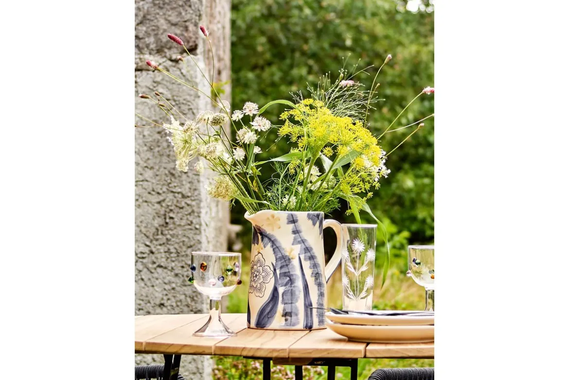 Vase "BlueFlower" - blaue Steingut Vase