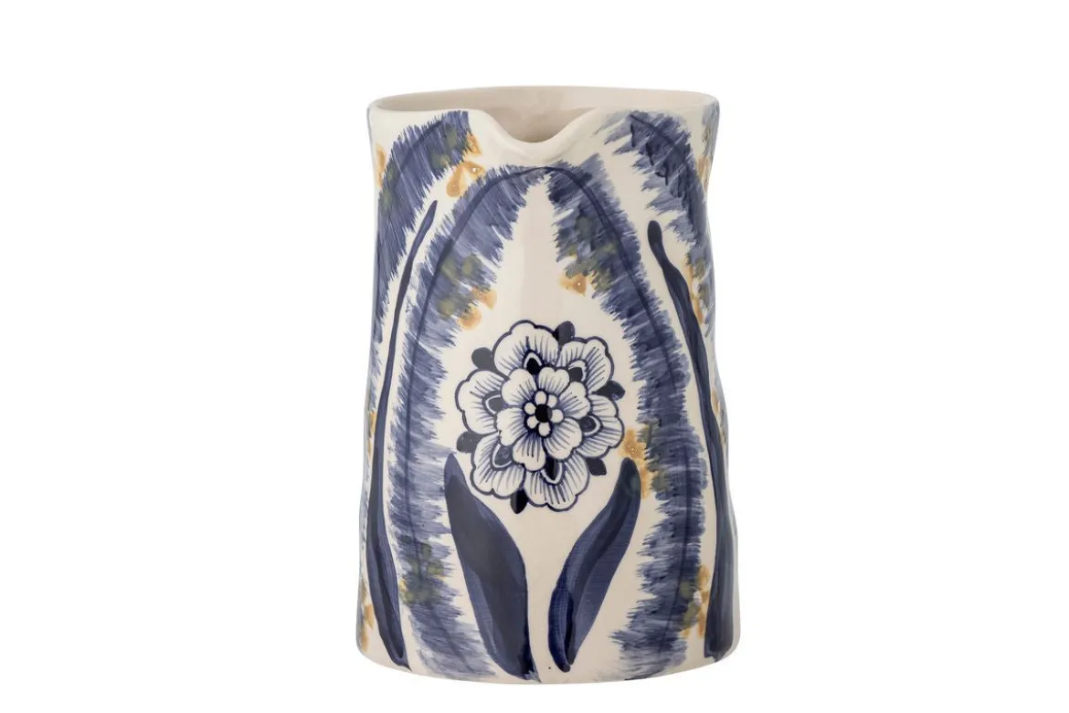 Vase "BlueFlower" - blaue Steingut Vase