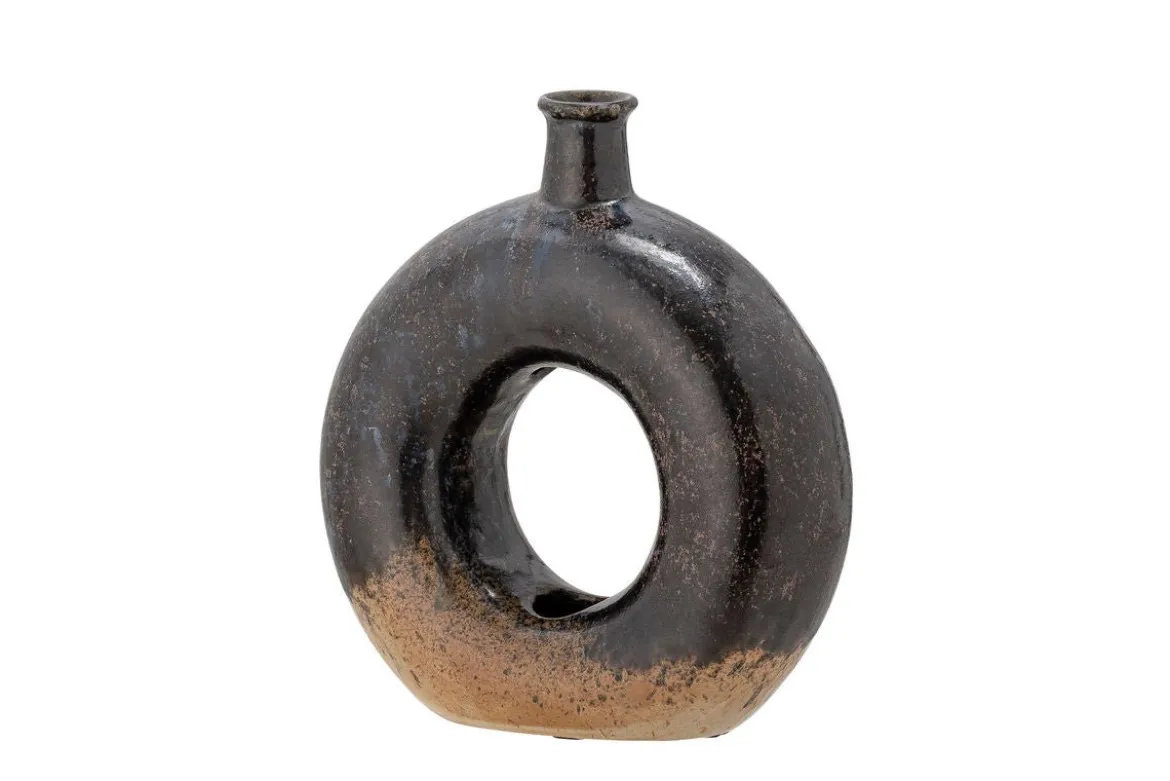 Vase "Brown Circle" - braune Keramikvase