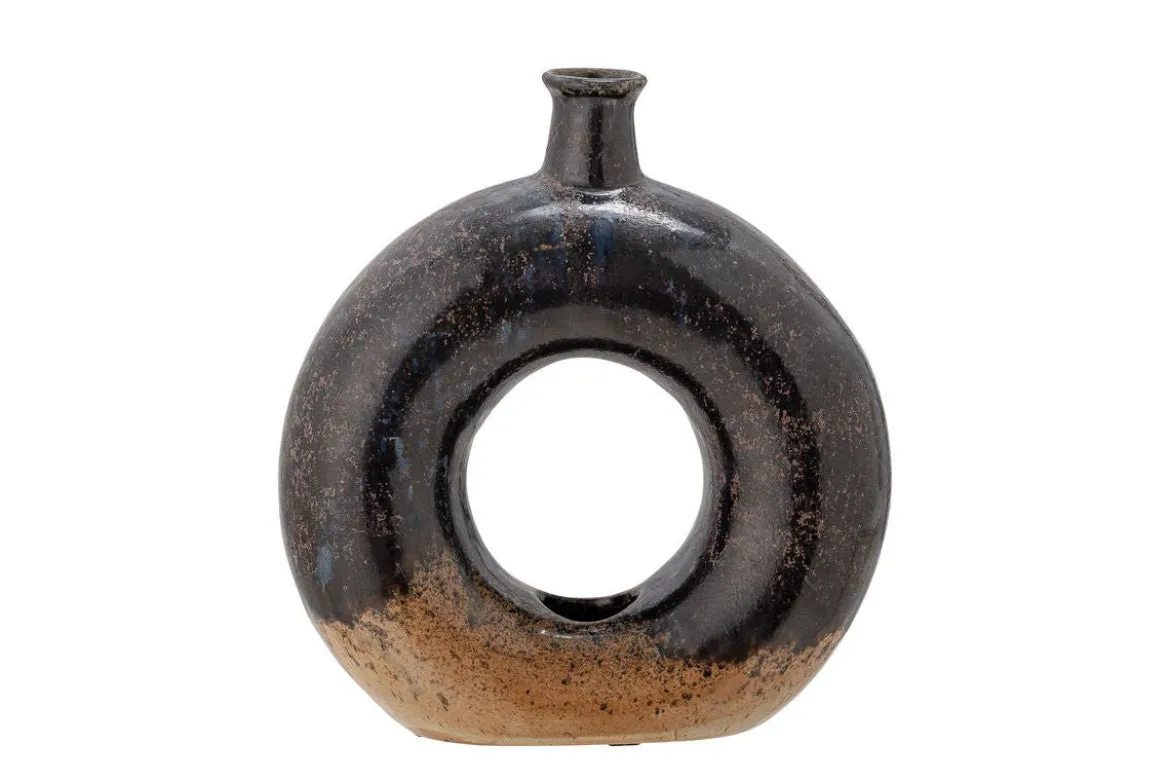 Vase "Brown Circle" - braune Keramikvase
