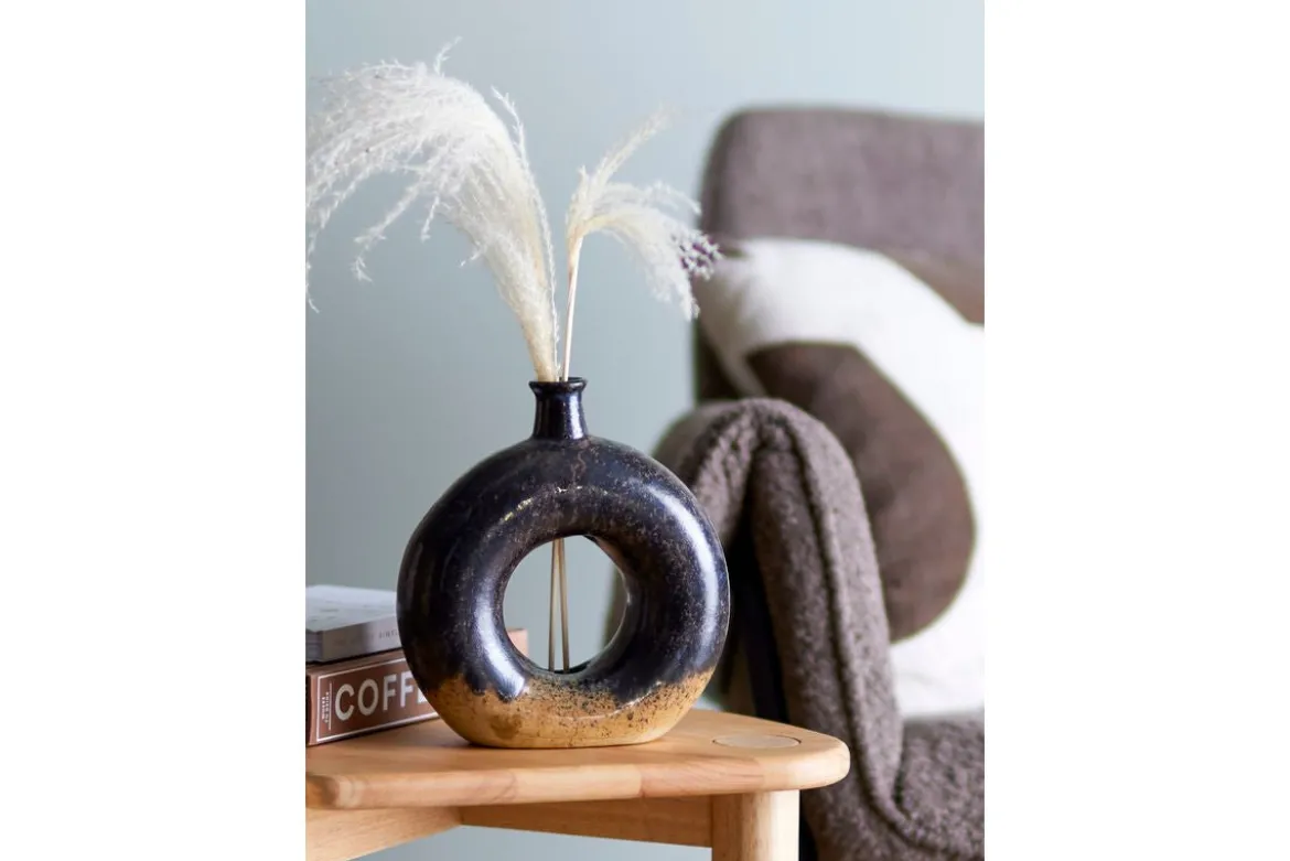 Vase "Brown Circle" - braune Keramikvase