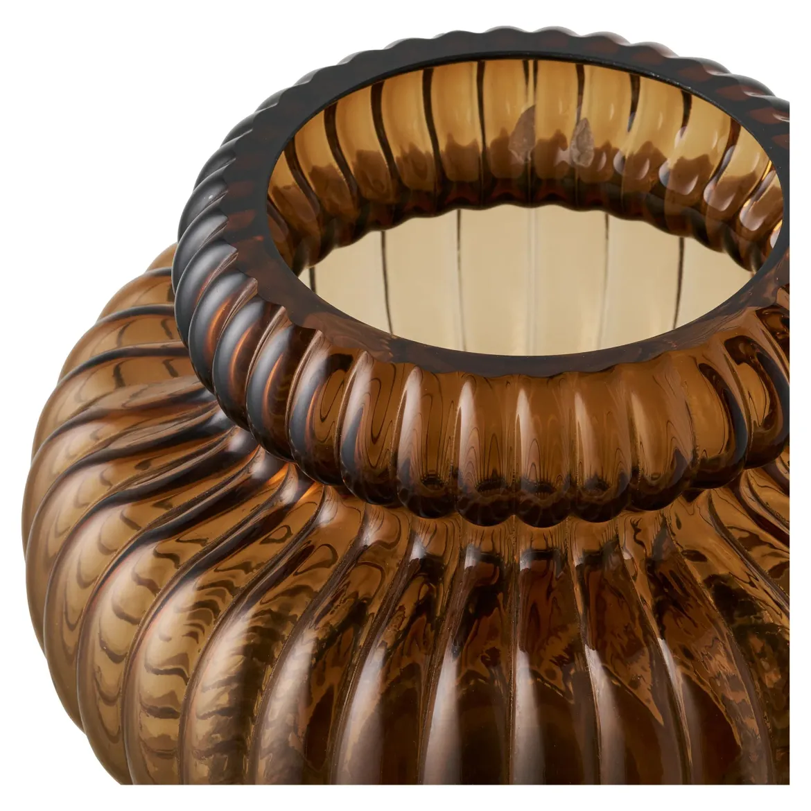 Vase „Clara“ – Gerilltes Glas in Smoked Brown