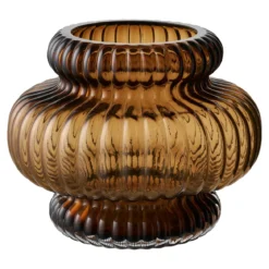 Vase „Clara“ – Gerilltes Glas in Smoked Brown