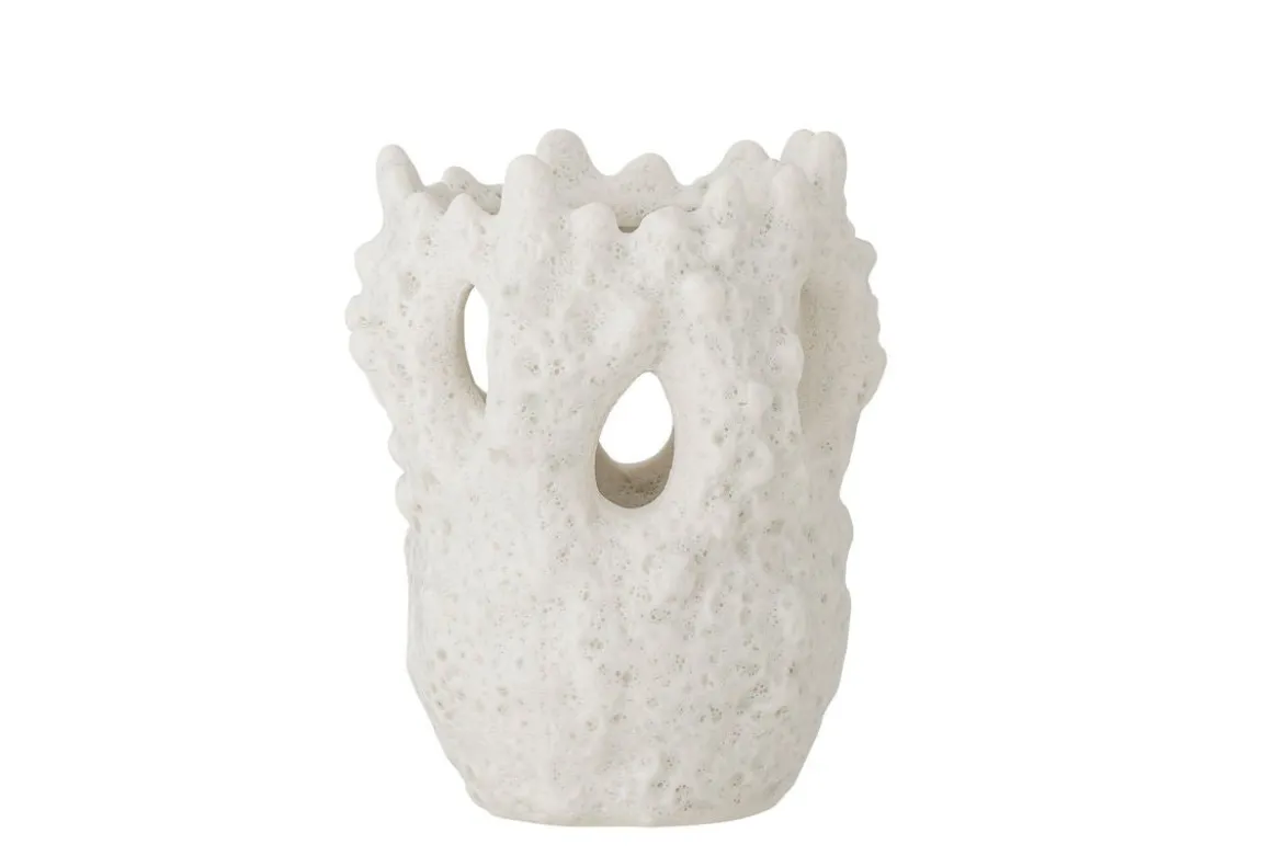 Vase "Cliff" - weiße Steingut Vase