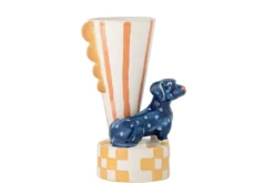 Vase Dallie – handbemalte Steingutvase mit Dackelmotiv