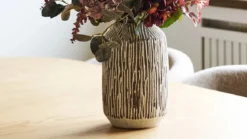 Vase Holiday - aus Keramik in Braun/Weiß