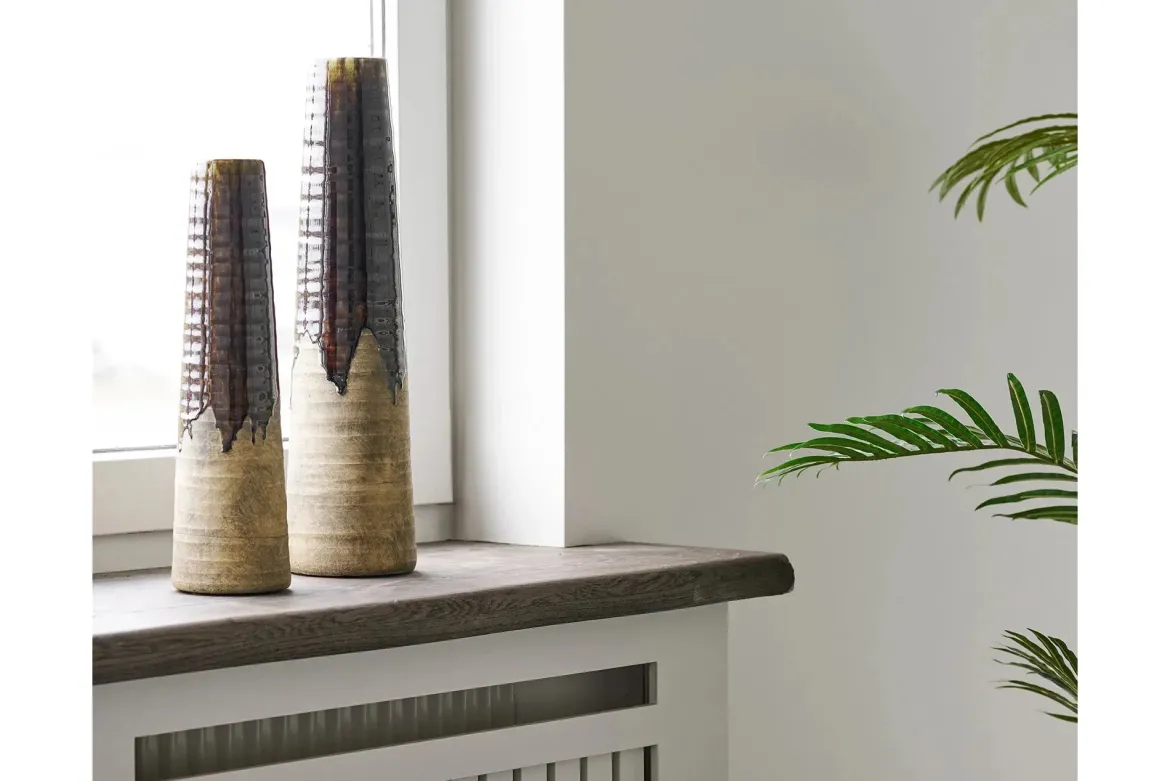 Vase Jorvane - edle Keramikvase in braun - groß