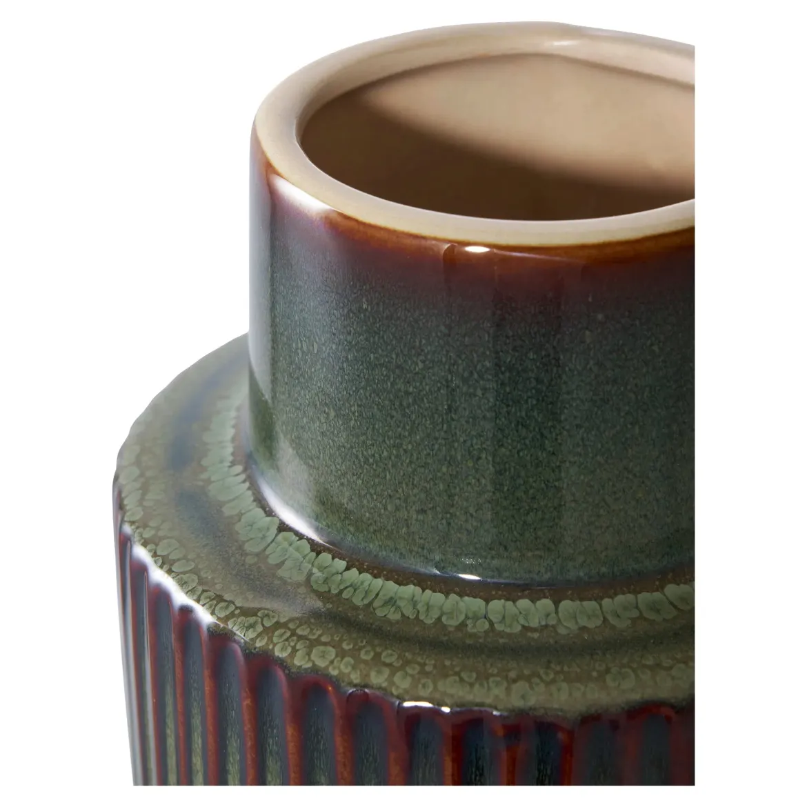 Vase „Mirella“ – Keramik in Grün-Braun, 30 cm
