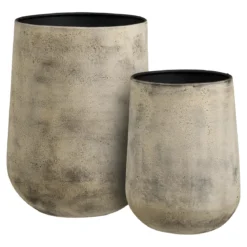 Vase Narvella - aus Metall in antiker Beigeoptik (2er Set)