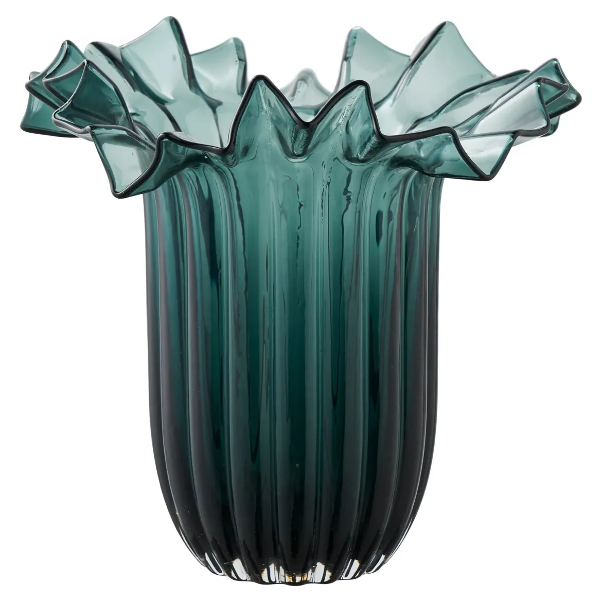 Vase Norelia - edle Glasvase in dunkelgrün