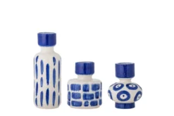 Vasen-Set „Bluvia“ – Blaue Steingutvasen (3-teilig)