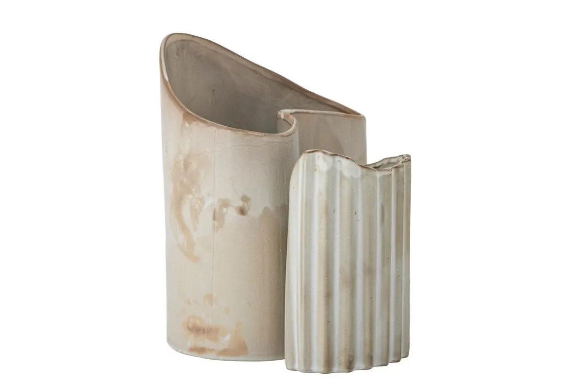 Vasen-Set „Caloma“ – Braunes Steingut (2-teilig)