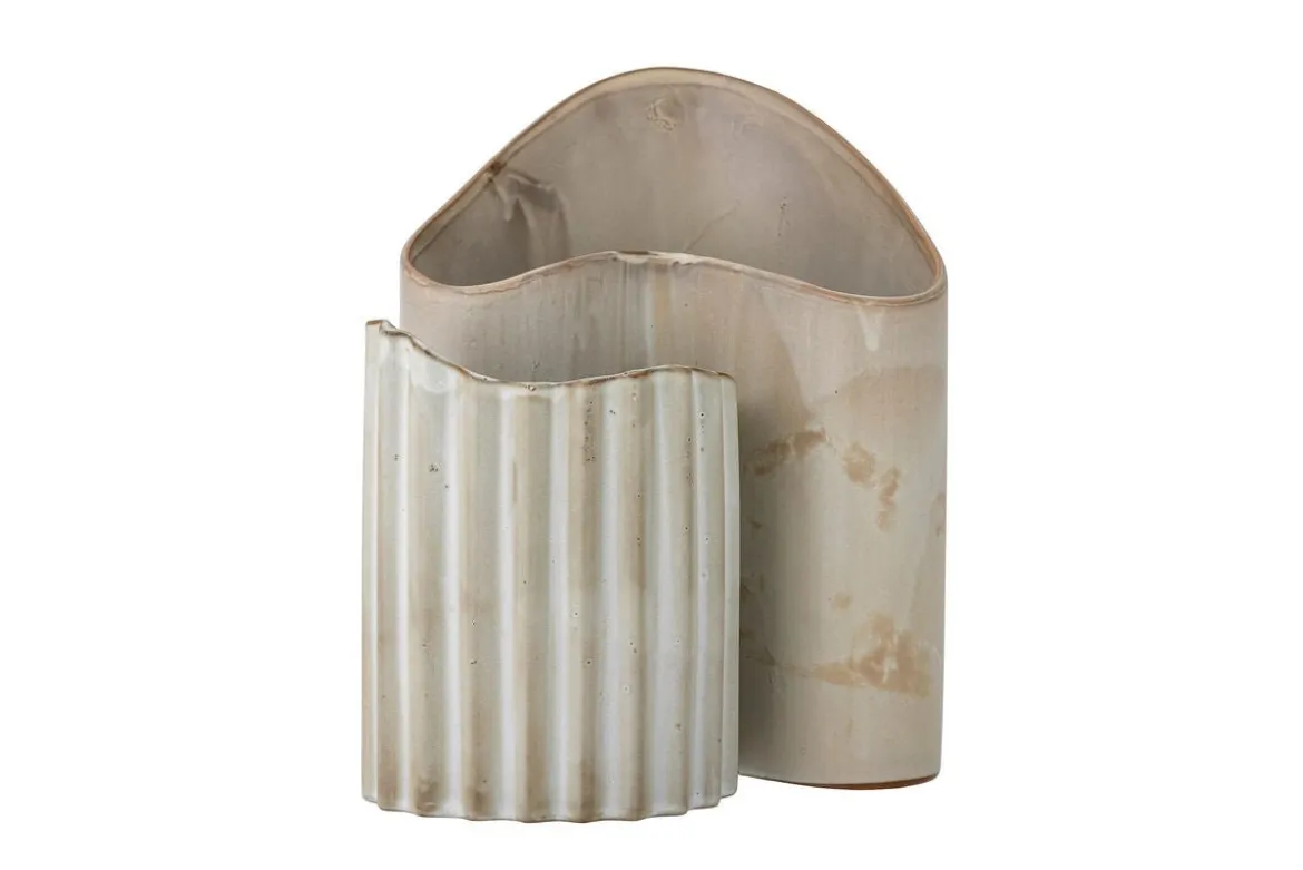 Vasen-Set „Caloma“ – Braunes Steingut (2-teilig)