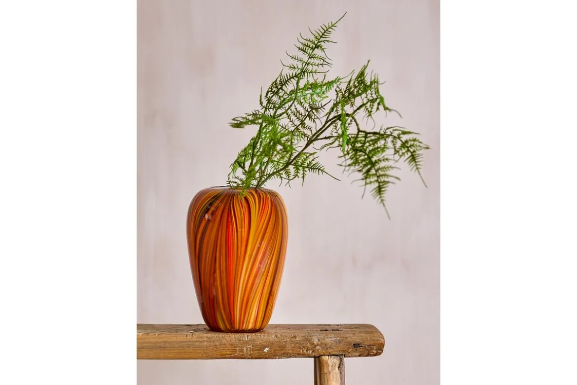 Vase „Orange Sun“ – Streifendesign aus Glas