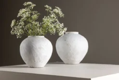 Vase „Sferra“ Ø 25 cm – Beige mit Struktur