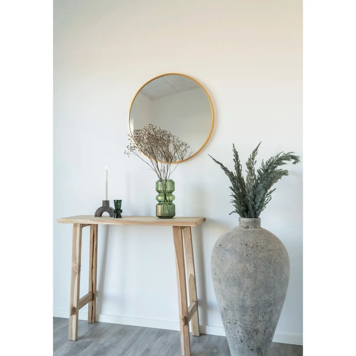 Vase „Verdania“ in geriffelten grünem Glas