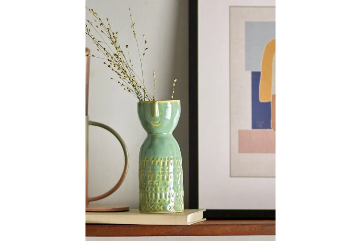 Vase Yara - Grün, aus Steingut