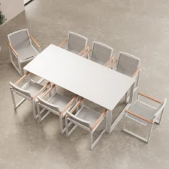 Vayla Dining – Esstisch-Set mit 8 Sesseln & Tisch in Betonoptik | Aevora™ Kollektion