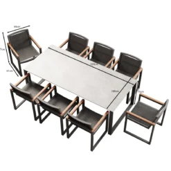 Vayla Dining – Esstisch-Set mit 8 Sesseln & Tisch in Betonoptik | Aevora™ Kollektion