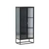 Vitrine Leonie - in Schwarz mit Wellenglas-Optik