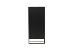 Vitrine Leonie - in Schwarz mit Wellenglas-Optik