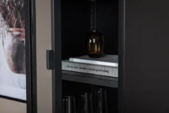 Vitrine Tero - in Schwarz mit Glasfront