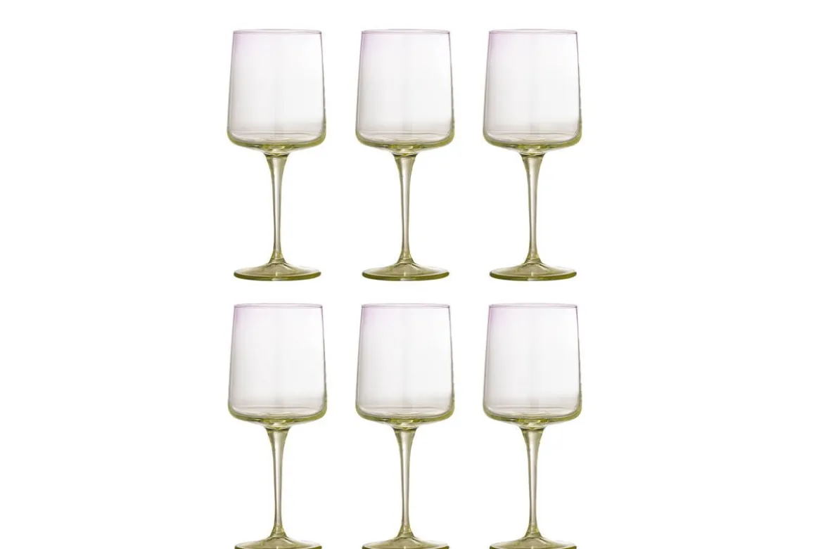 Weingläser Olivia – mit goldgrünen Stielen (6er-Set)