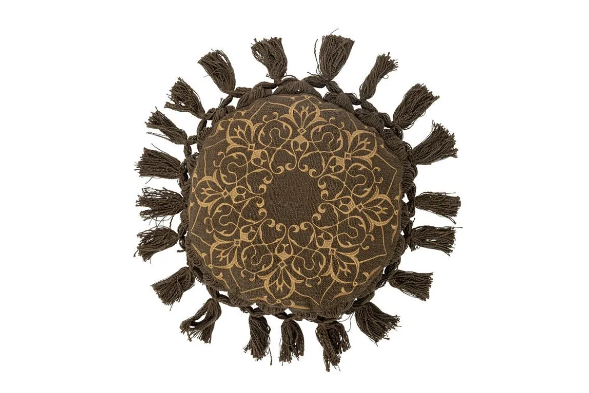 Zierkissen Alexis – rundes Baumwollkissen mit Quasten