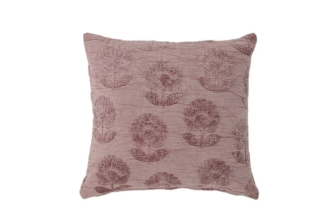 Zierkissen Brea – Baumwollkissen in Violett mit Stickerei